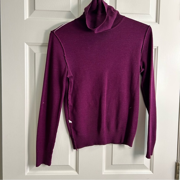 Vintage wool acrylic eggplant plum purple turtleneck sweater - Picture 3 of 5